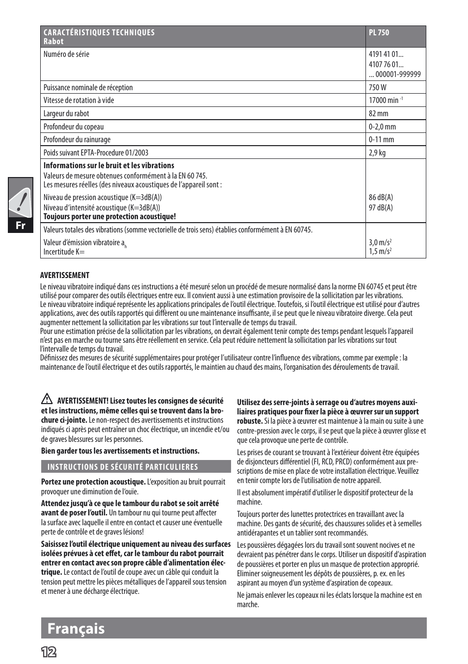 Français | AEG PL 750 User Manual | Page 15 / 67