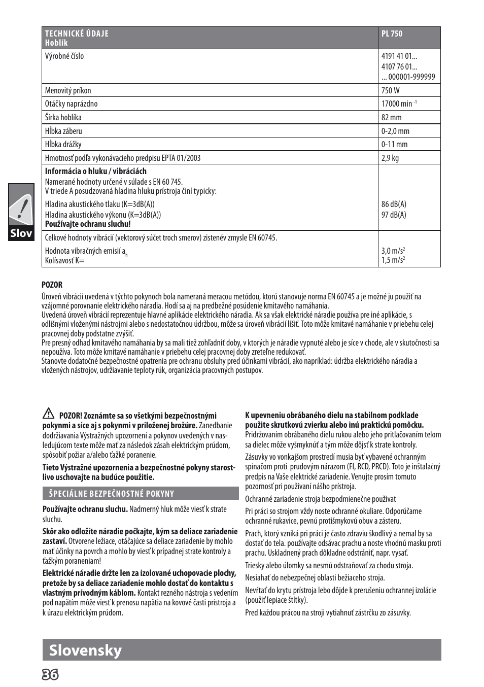 Slovensky, Slov | AEG PL 750 User Manual | Page 39 / 67