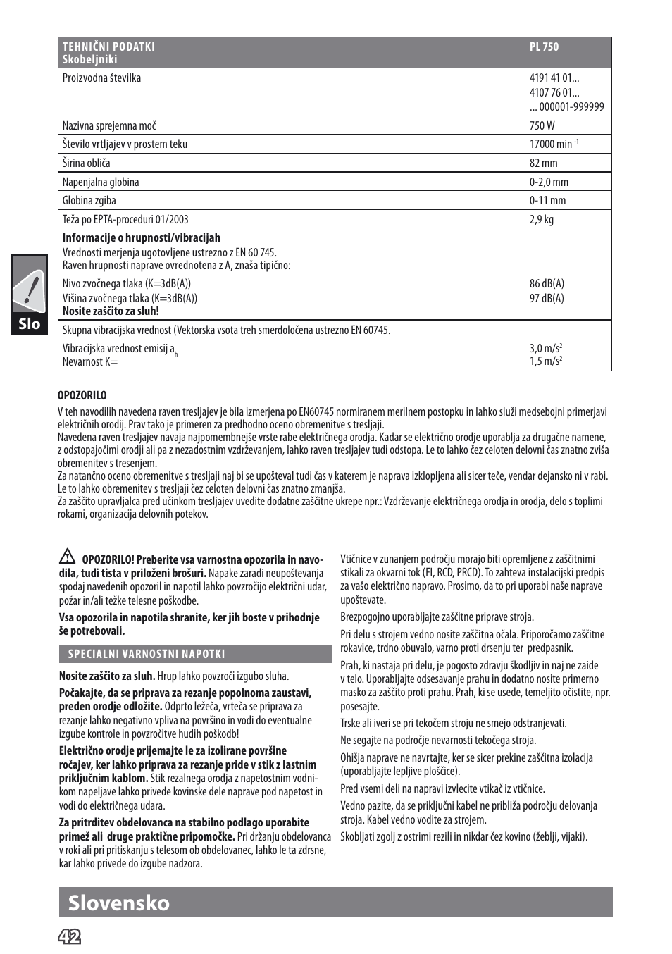 Slovensko | AEG PL 750 User Manual | Page 45 / 67