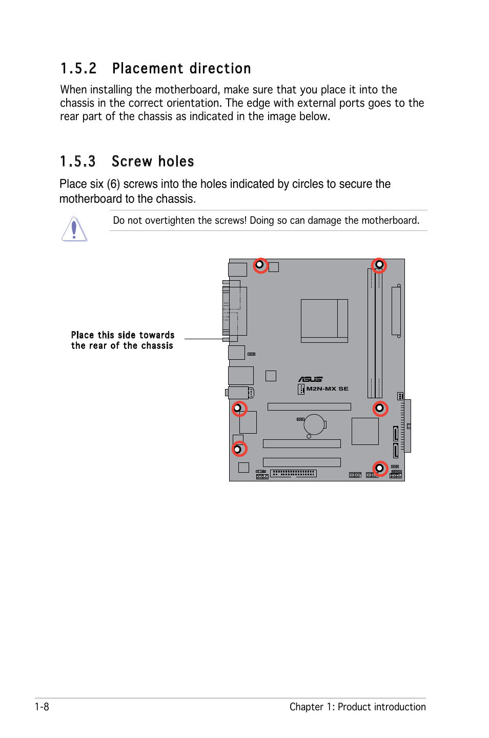 2 placement direction, 3 screw holes | Asus M2N-MX SE User Manual | Page 18 / 88