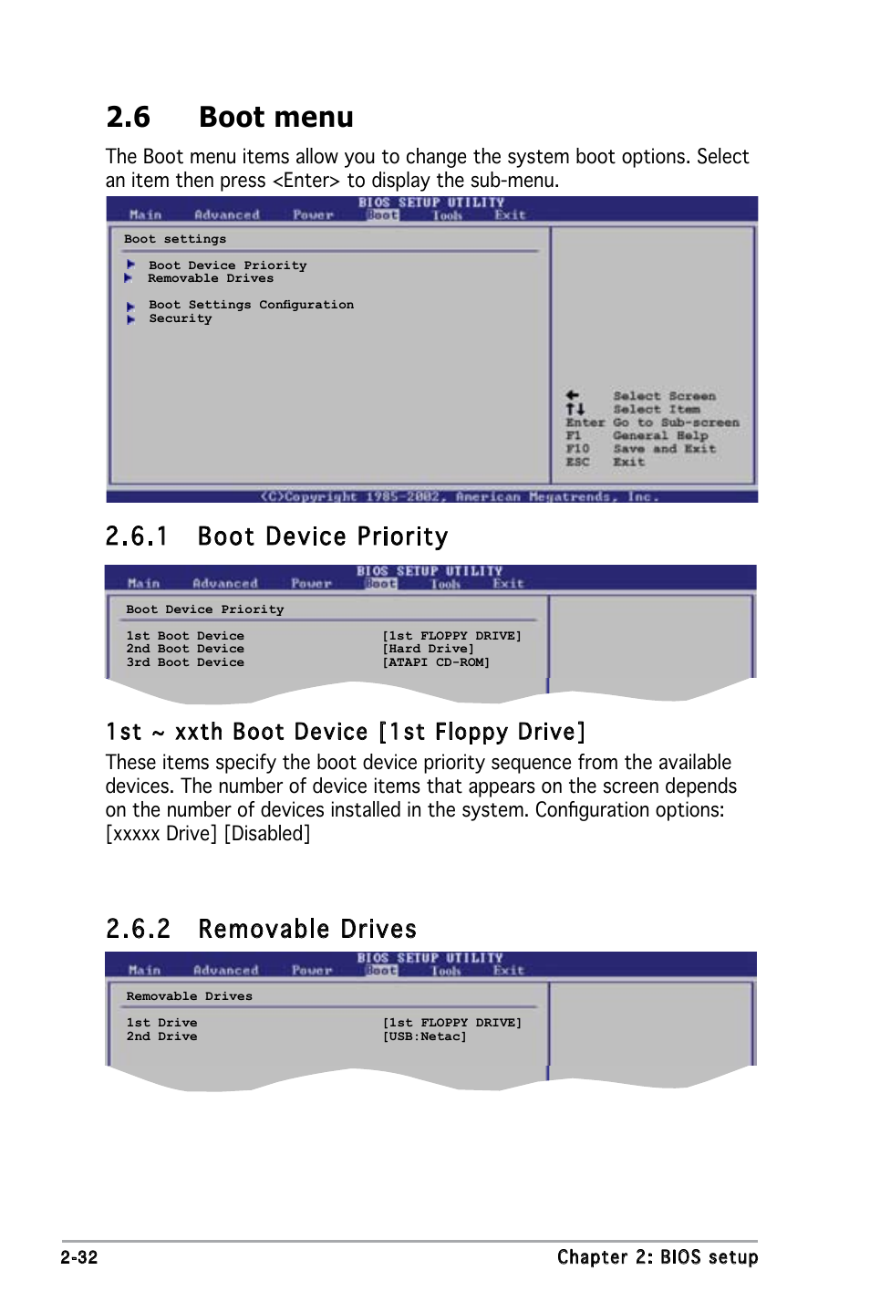 6 boot menu, 1 boot device priority, 2 removable drives | 1st ~ xxth boot device [1st floppy drive | Asus M2N-MX SE User Manual | Page 74 / 88