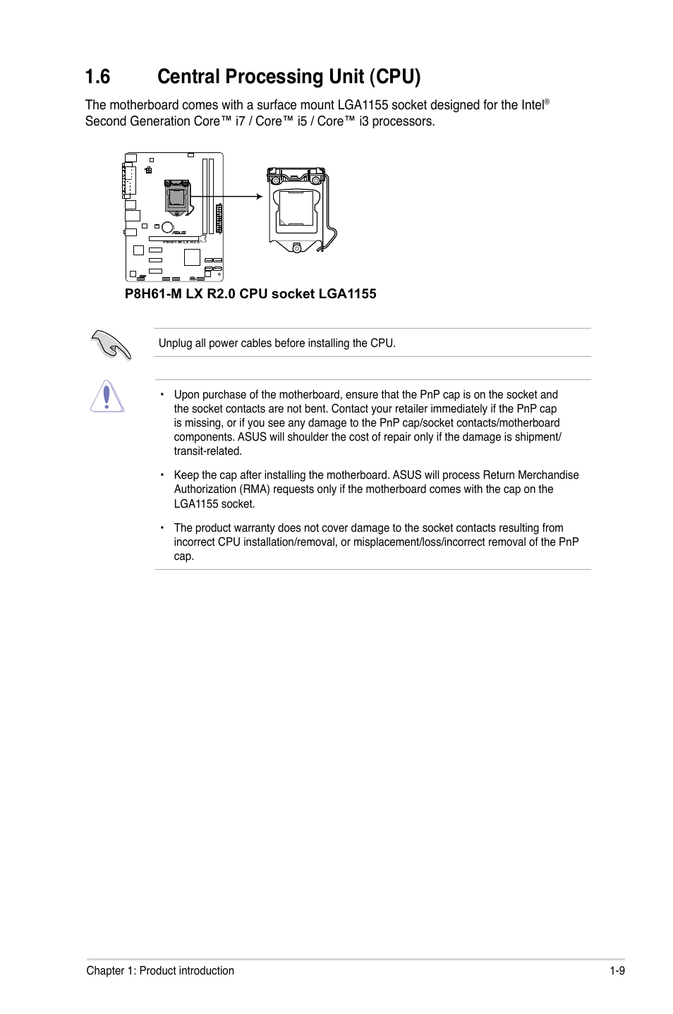 6 central processing unit (cpu), Central processing unit (cpu) -9 | Asus E7241 User Manual | Page 19 / 78