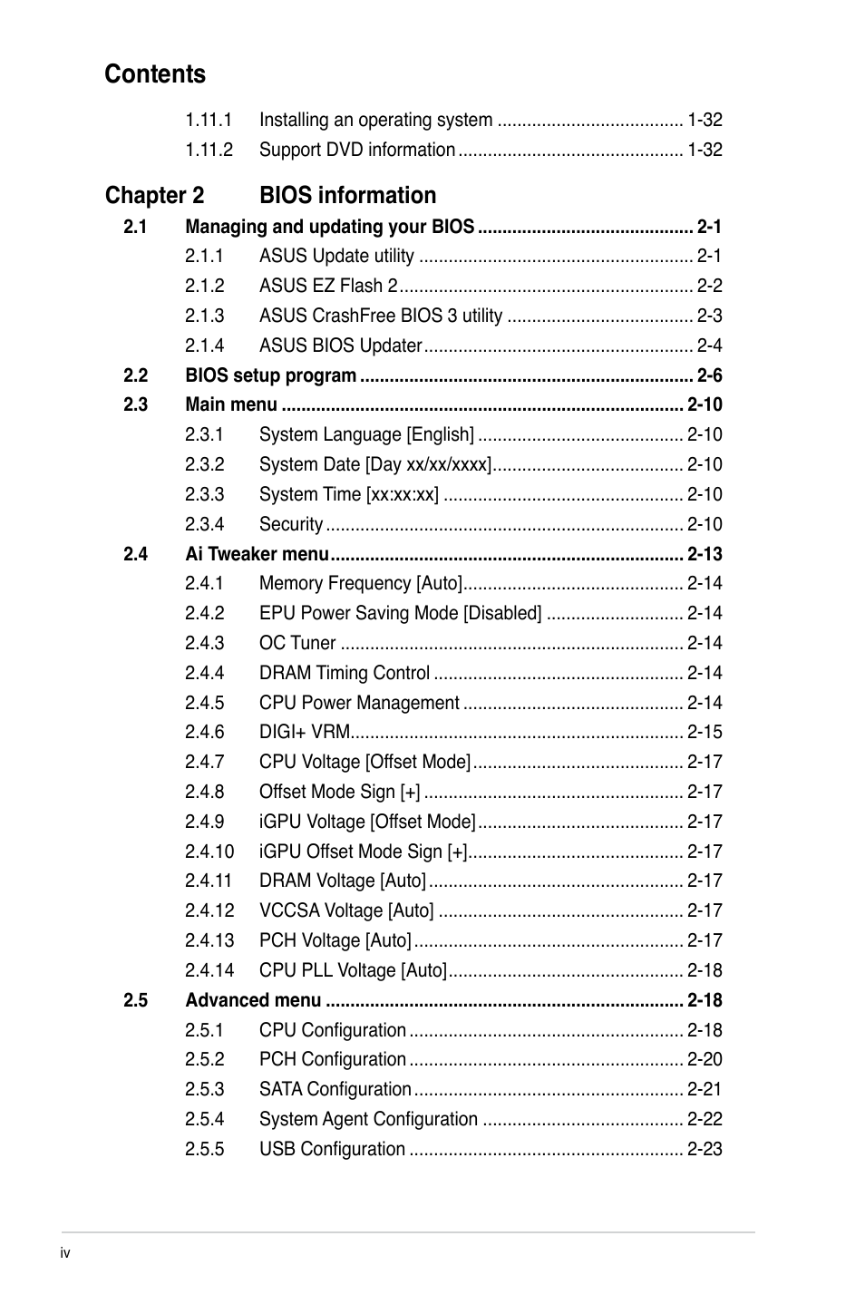 Asus E7241 User Manual | Page 4 / 78