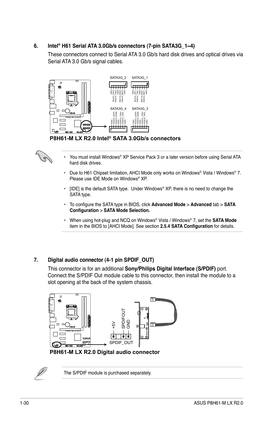 Intel, Sata 3.0gb/s connectors | Asus E7241 User Manual | Page 40 / 78