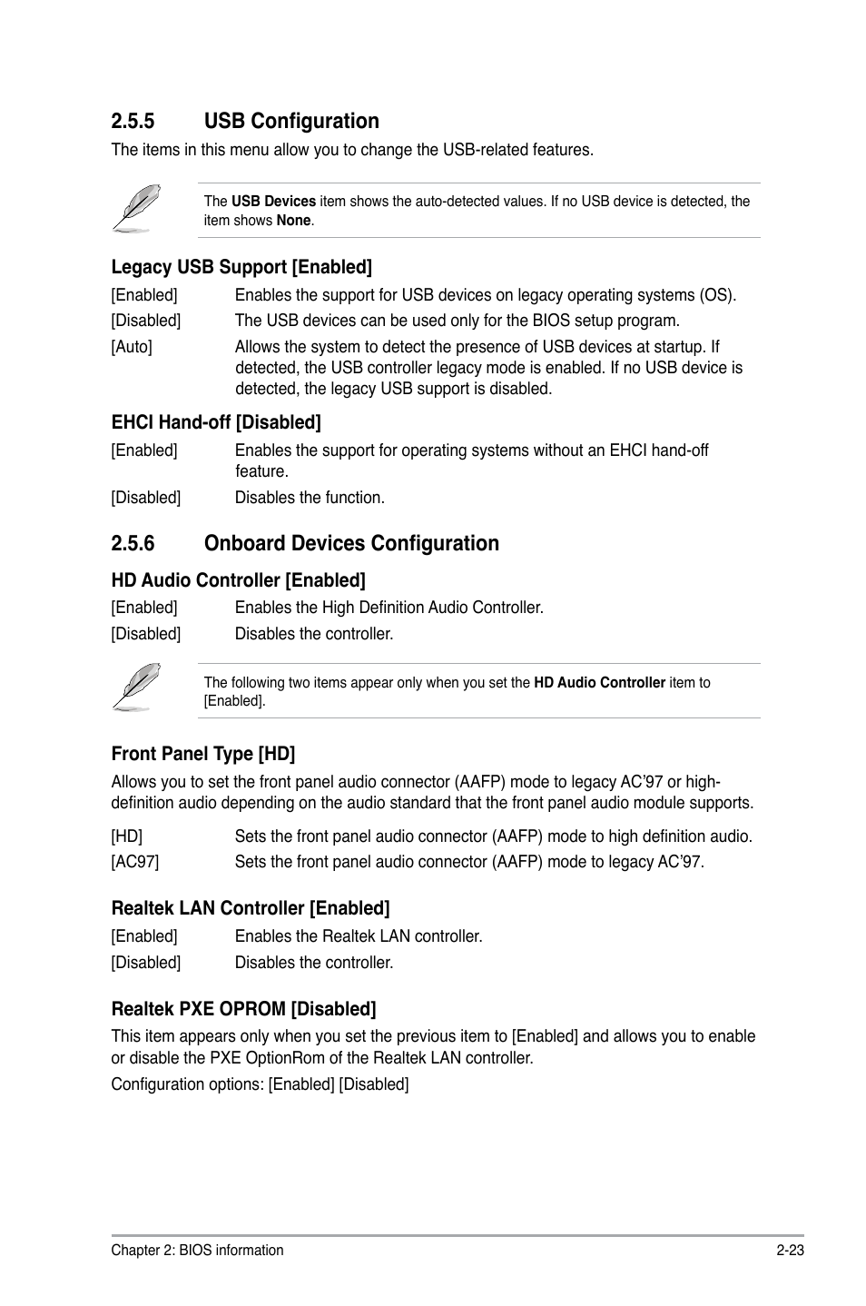 5 usb configuration, 6 onboard devices configuration, Usb configuration -23 | Onboard devices configuration -23 | Asus E7241 User Manual | Page 65 / 78