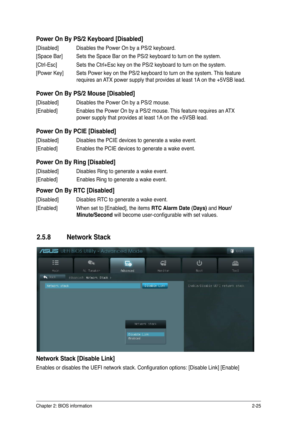 8 network stack, Network stack -25 | Asus E7241 User Manual | Page 67 / 78