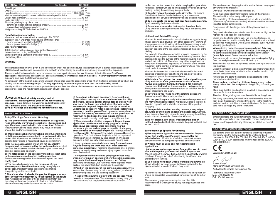 English | AEG GS 500 E User Manual | Page 4 / 7