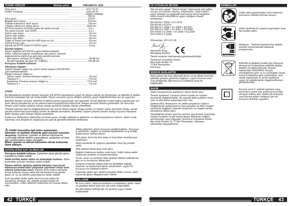 Türkçe | AEG PN 3500 User Manual | Page 22 / 37