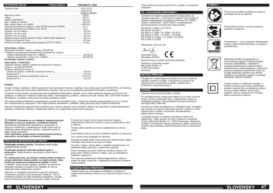 Slovensky | AEG PN 3500 User Manual | Page 24 / 37