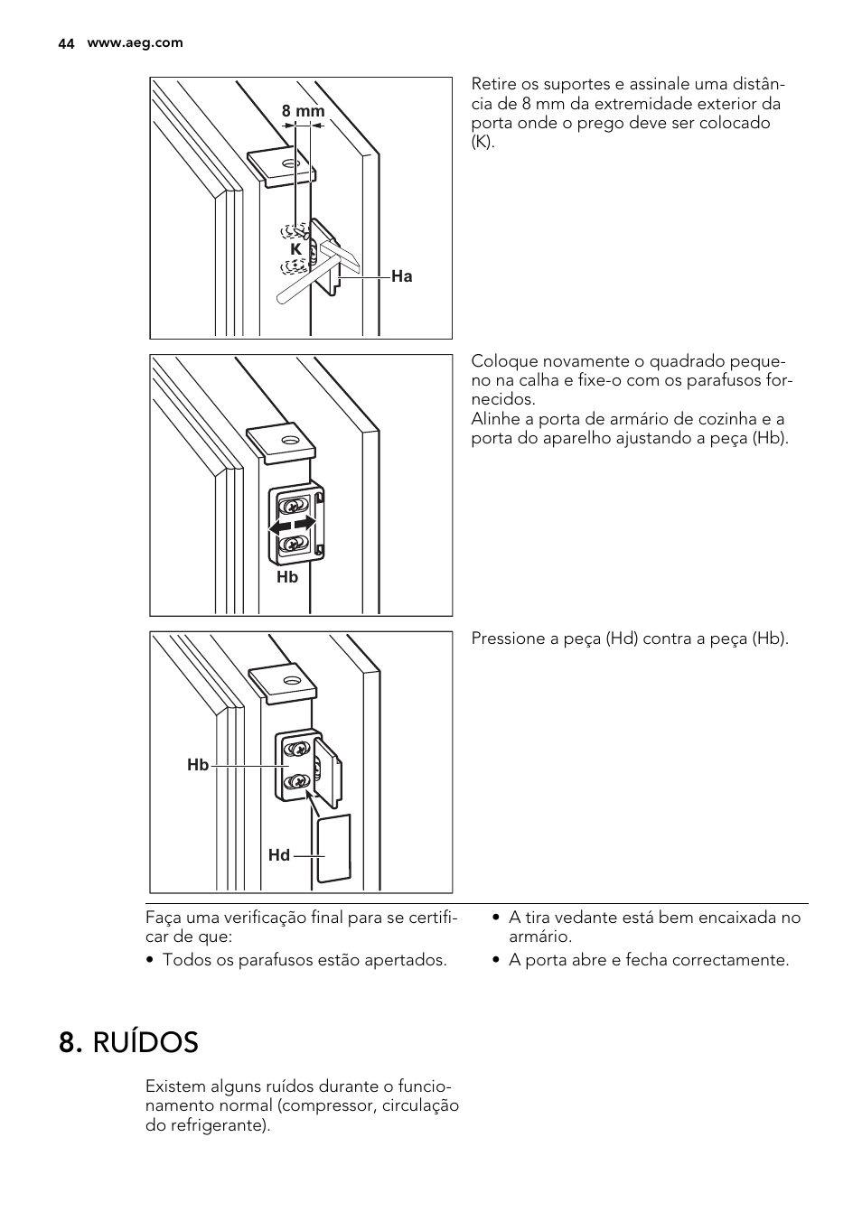 Ruídos | AEG SCS81800C0 User Manual | Page 44 / 72