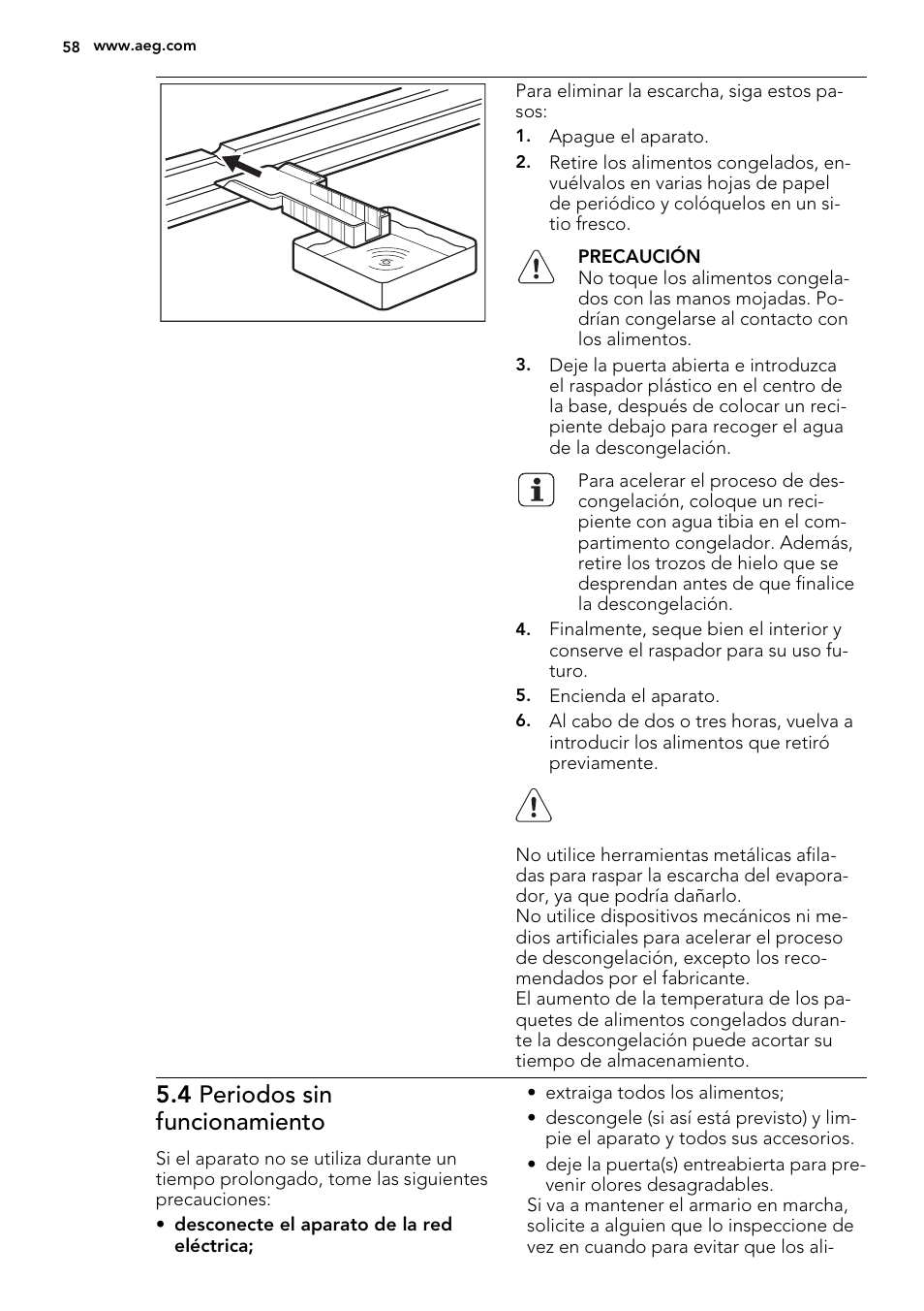 4 periodos sin funcionamiento | AEG SCS81800C0 User Manual | Page 58 / 72