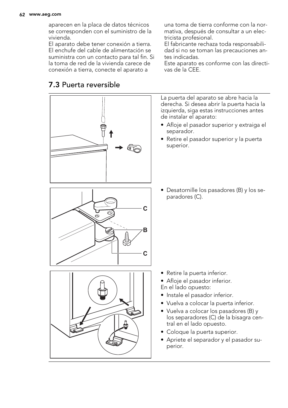 3 puerta reversible | AEG SCS81800C0 User Manual | Page 62 / 72