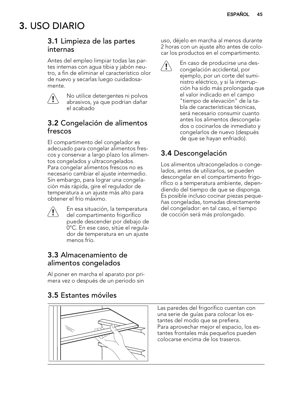 Uso diario | AEG SKS68240F0 User Manual | Page 45 / 64