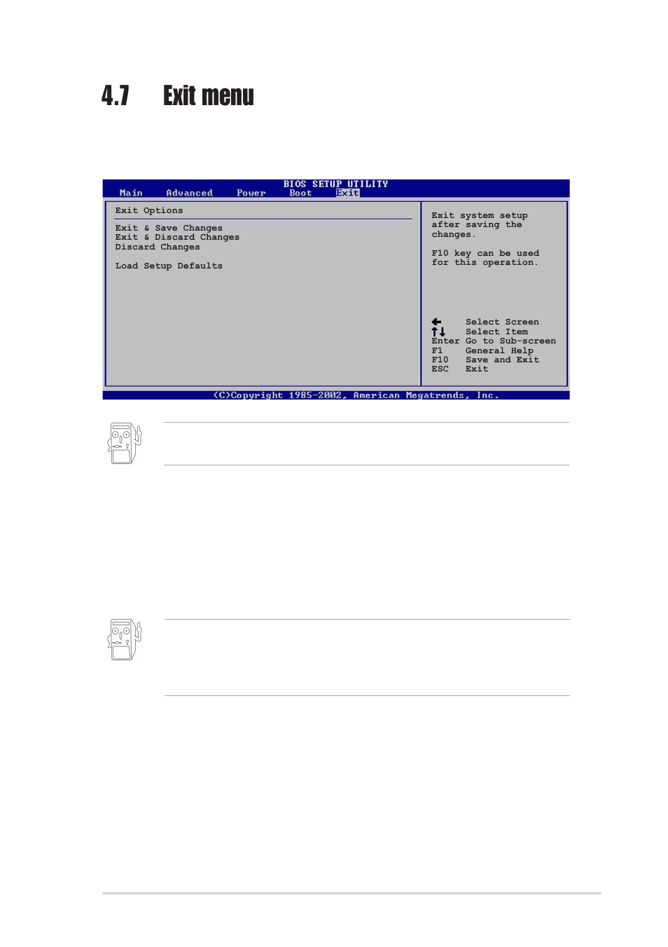7 exit menu | Asus K8V User Manual | Page 105 / 144