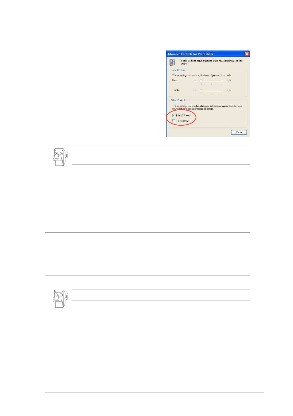 Rear panel audio ports function variation, Adjusting the microphone settings | Asus K8V User Manual | Page 125 / 144