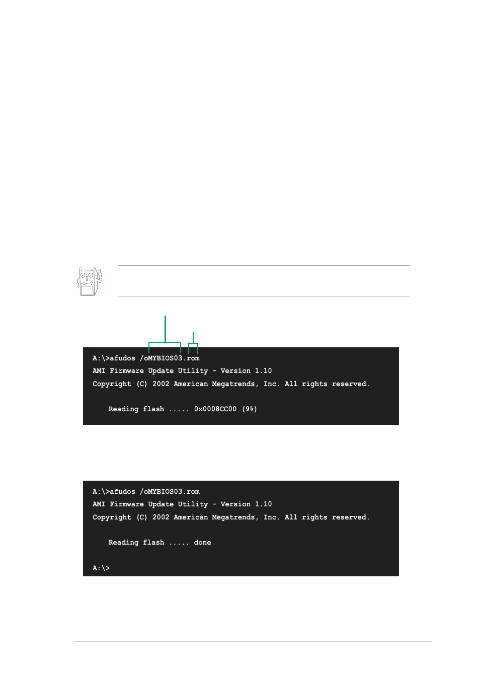 3 using afudos to copy bios from pc | Asus K8V User Manual | Page 69 / 144