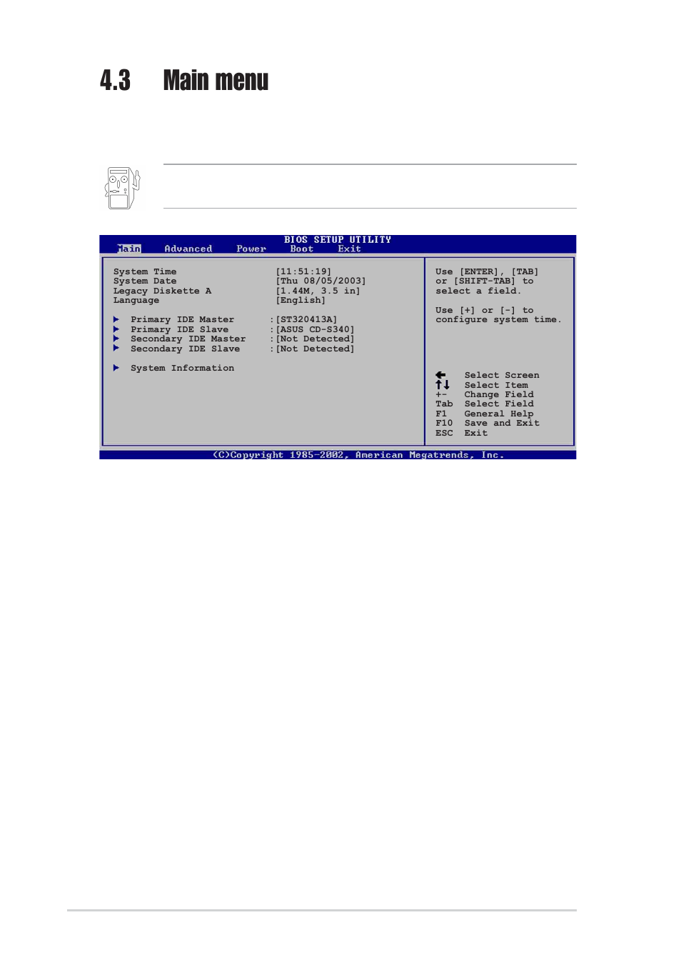 3 main menu, 4 language [english | Asus K8V User Manual | Page 76 / 144