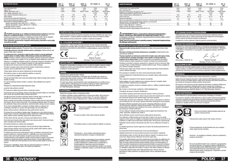 Polski, Slovensky | AEG PE 150 User Manual | Page 19 / 27