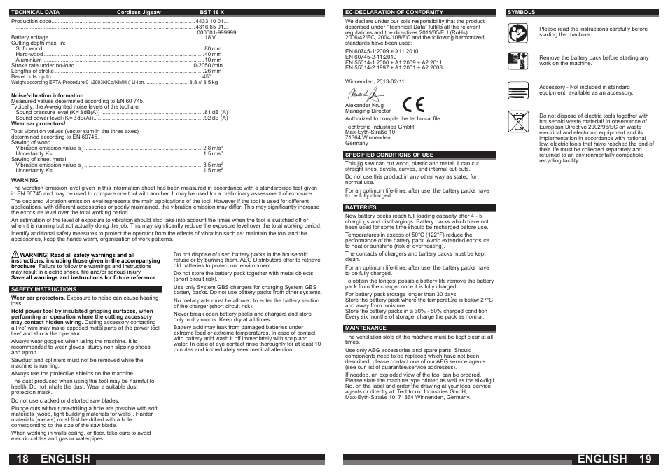 English | AEG BST 18X User Manual | Page 10 / 39