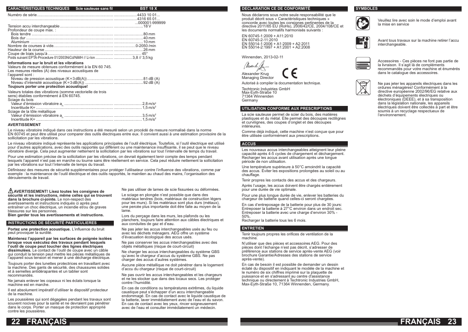 Français | AEG BST 18X User Manual | Page 12 / 39