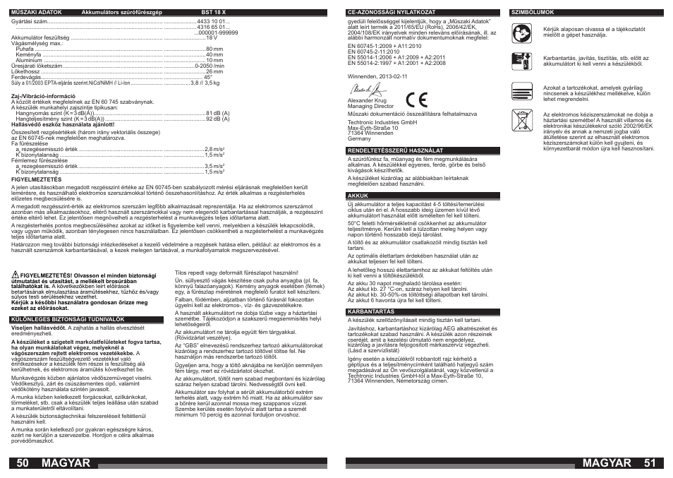 Magyar | AEG BST 18X User Manual | Page 26 / 39