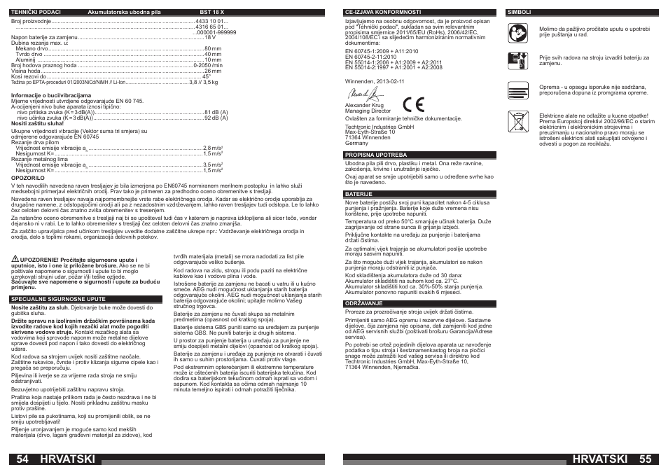 Hrvatski | AEG BST 18X User Manual | Page 28 / 39