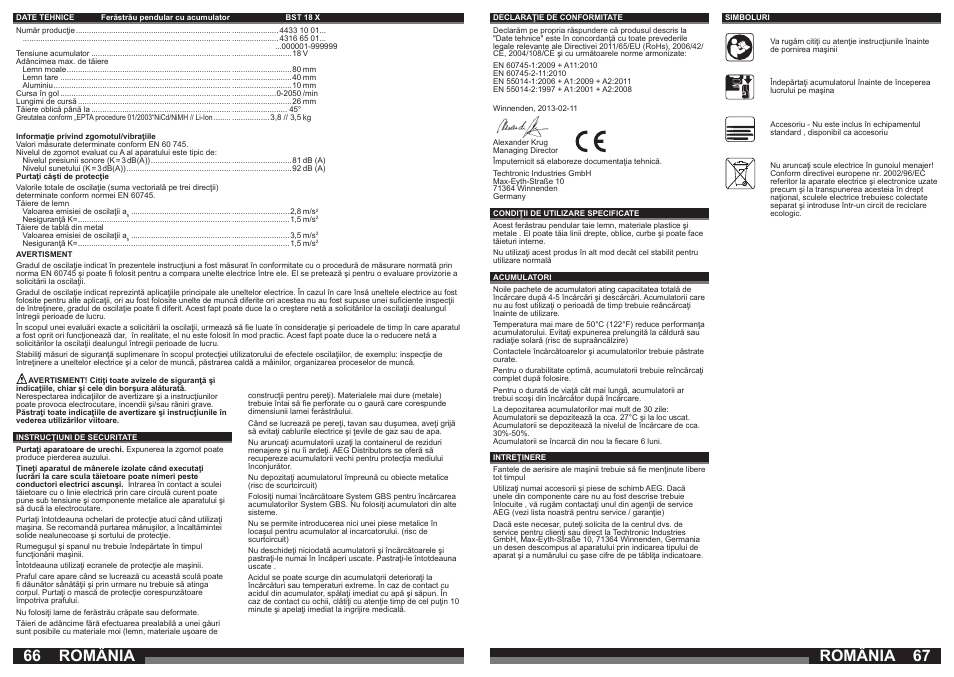 România | AEG BST 18X User Manual | Page 34 / 39