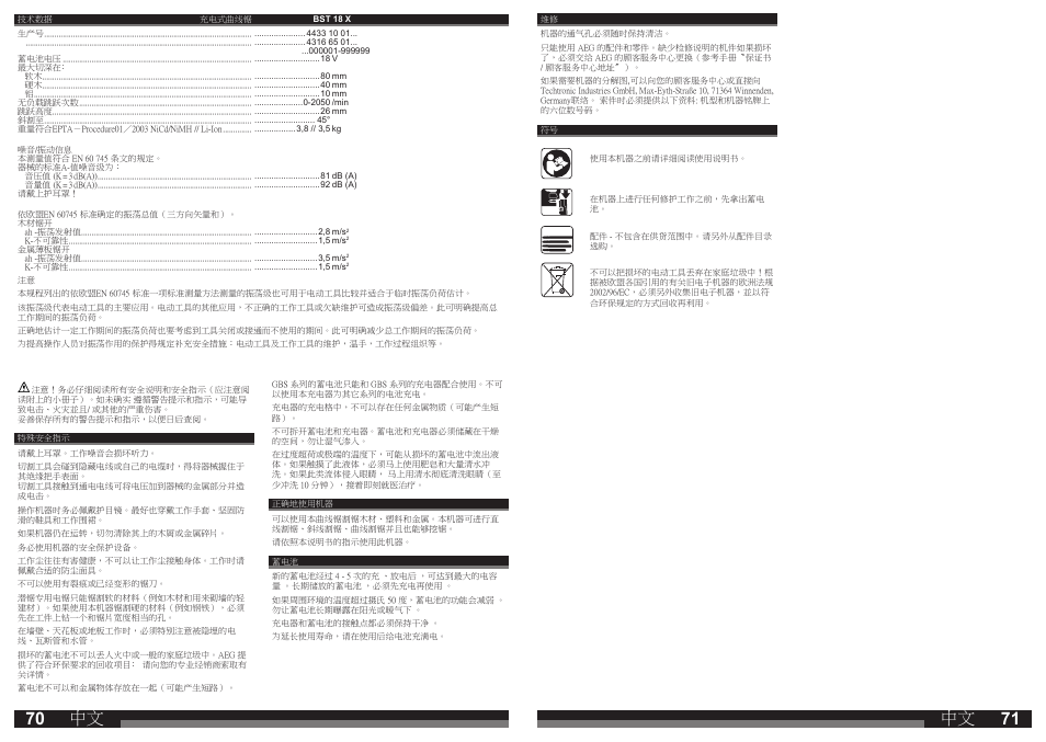 AEG BST 18X User Manual | Page 36 / 39