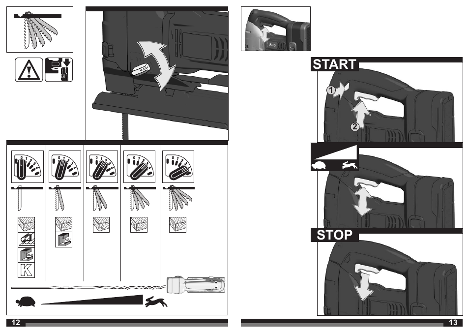 Start stop | AEG BST 18X User Manual | Page 7 / 39