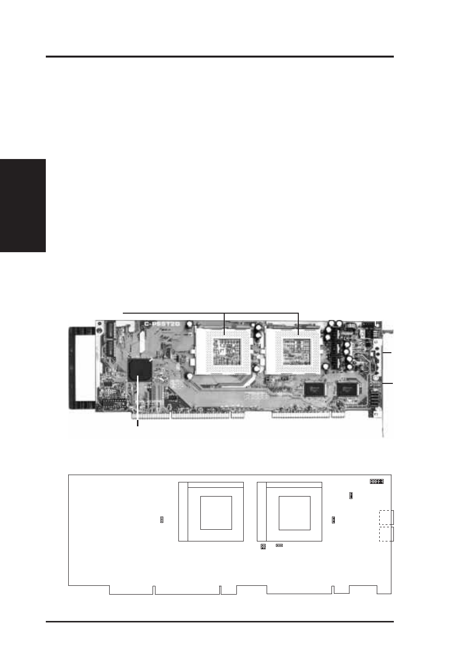 Ii. features, Features of this cpu card, Parts of the cpu card | Map of the cpu card, 2asus c-p55t2d user’s manual, P54c/ p54cs), ibm, Cyrix, 6x86mx, Pr166 & above), amd-k5, Features) ii. fea tures | Asus C-P55T2D User Manual | Page 8 / 40