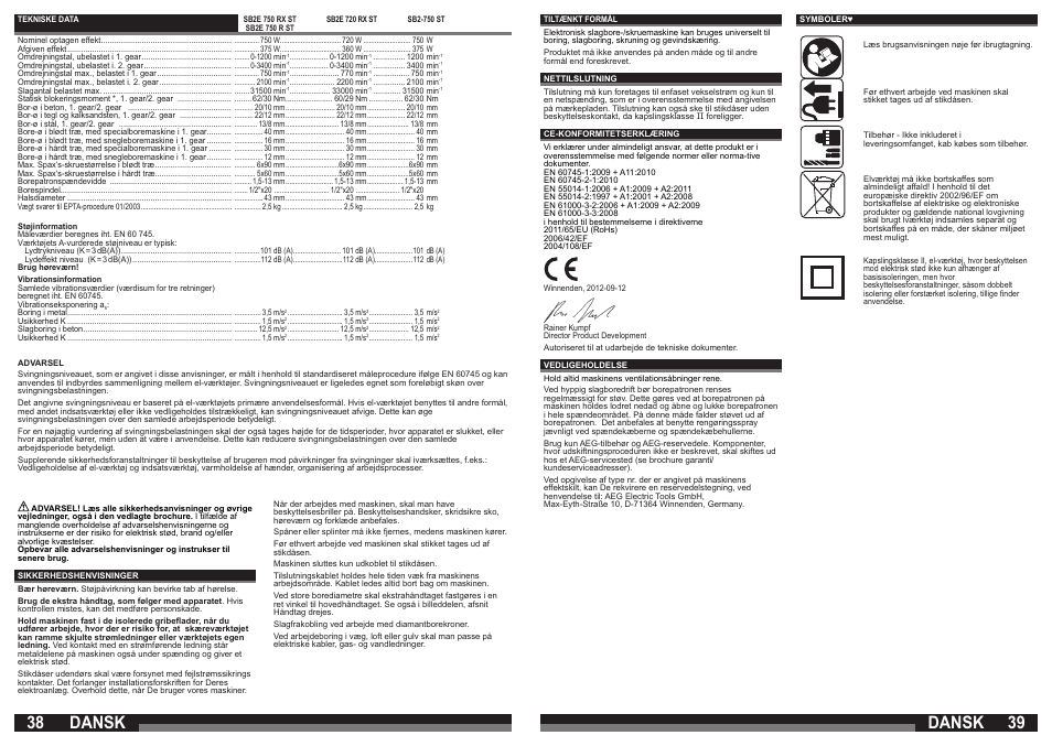 Dansk | AEG SB2E 720 RX User Manual | Page 20 / 41