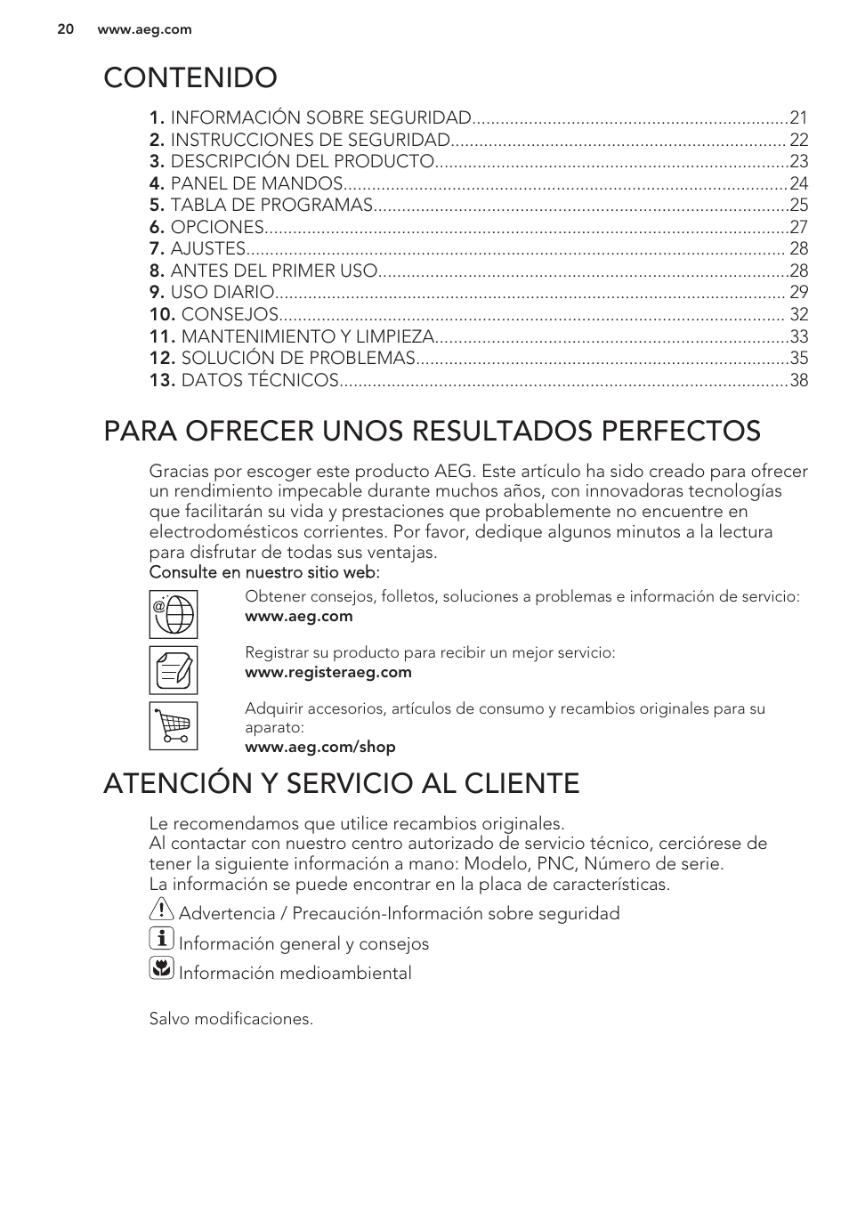 AEG L62270FL User Manual | Page 20 / 40