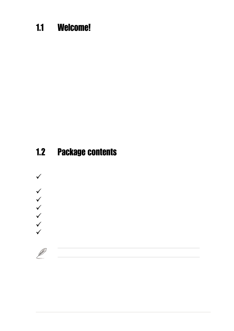 1 welcome, 2 package contents | Asus P4SDR-VM User Manual | Page 13 / 104