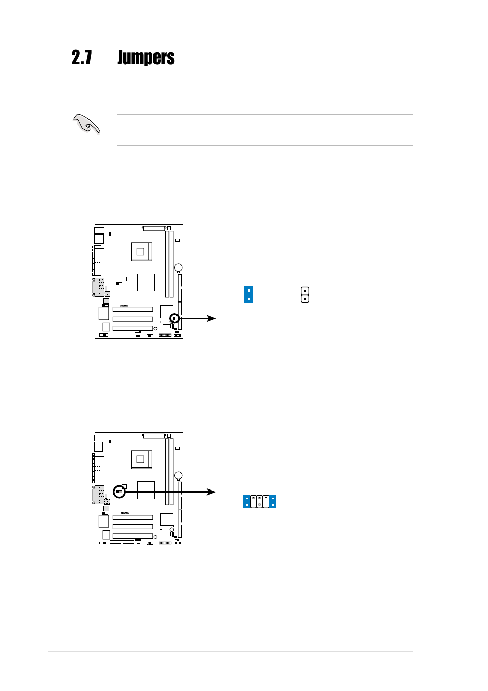 7 jumpers, 14 chapter 2: hardware information | Asus P4SDR-VM User Manual | Page 36 / 104