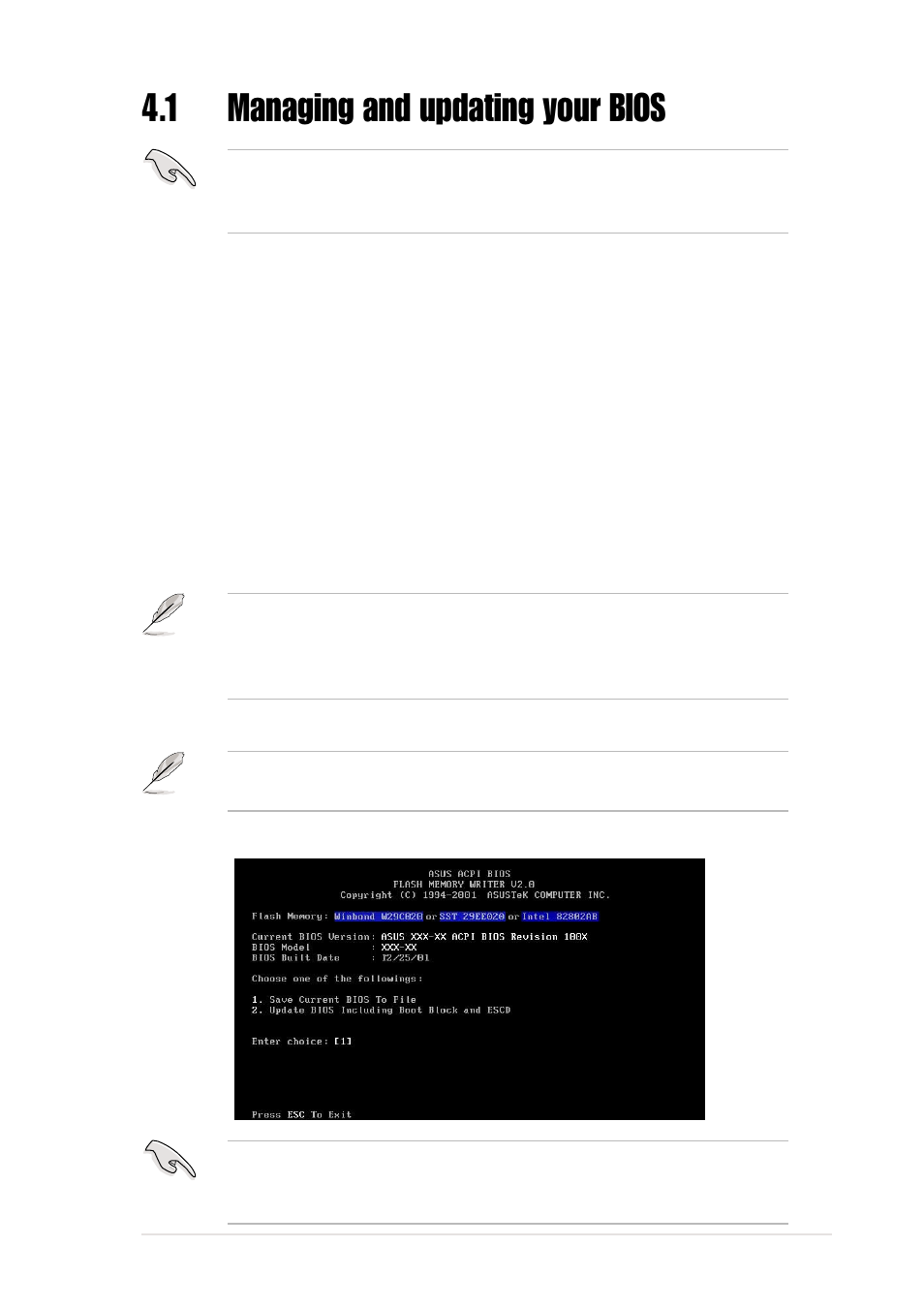1 managing and updating your bios, 1 using the computer for the first time | Asus P4SDR-VM User Manual | Page 53 / 104