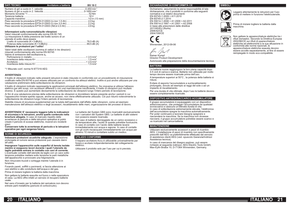 Italiano | AEG BS 18C LI User Manual | Page 11 / 35