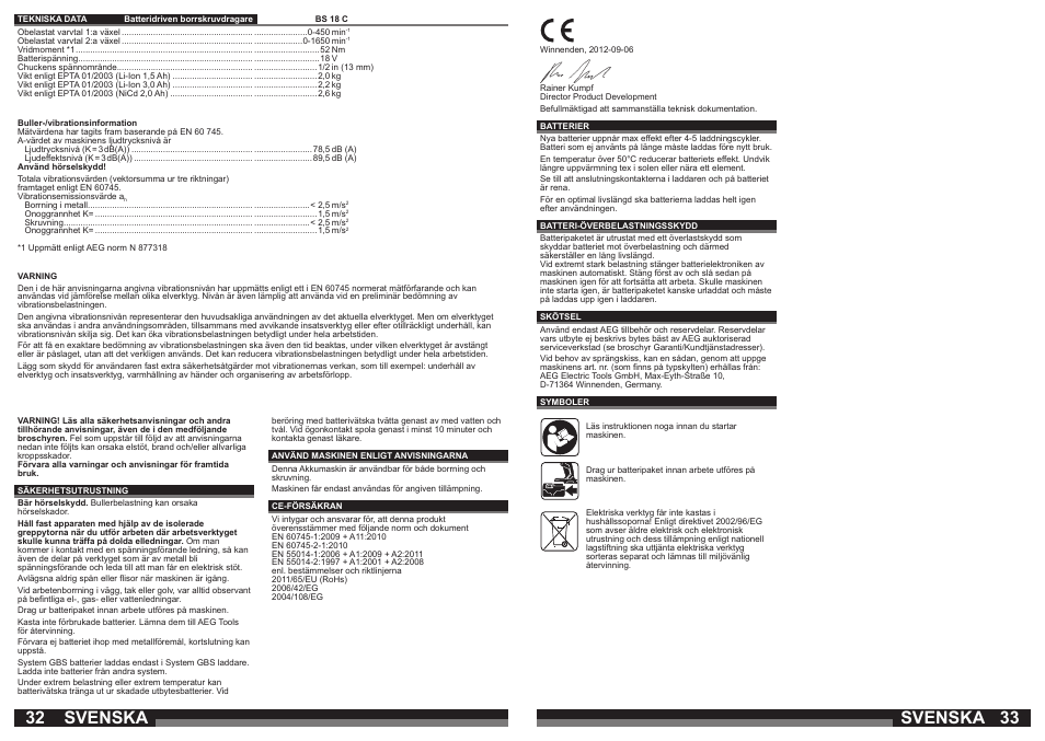 Svenska | AEG BS 18C LI User Manual | Page 17 / 35