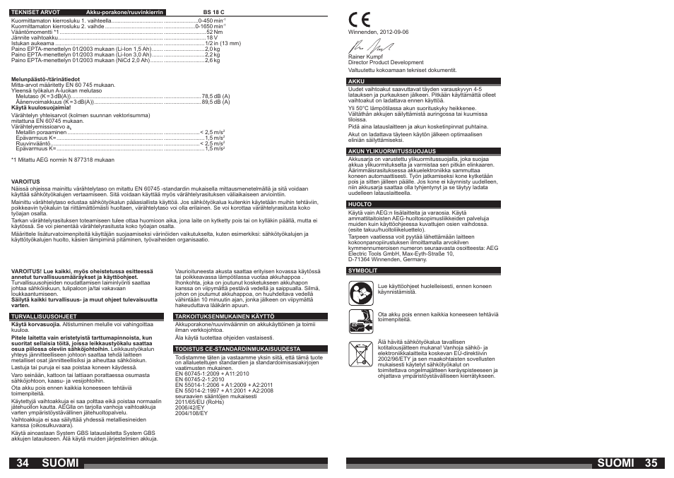 Suomi | AEG BS 18C LI User Manual | Page 18 / 35