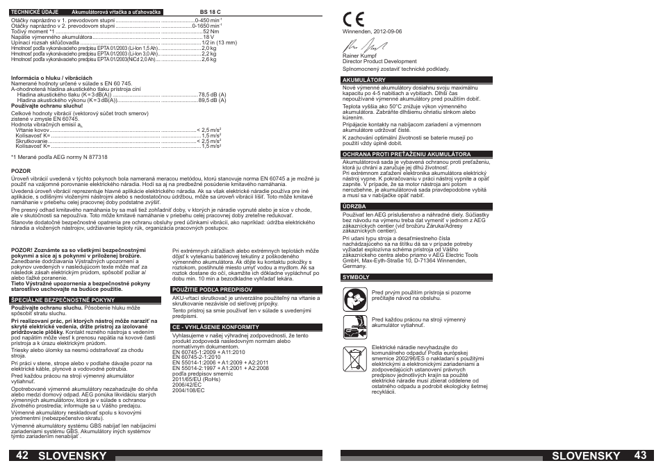 Slovensky | AEG BS 18C LI User Manual | Page 22 / 35