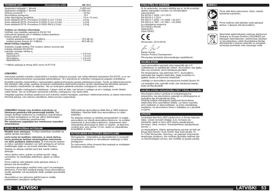Latviski | AEG BS 18C LI User Manual | Page 27 / 35