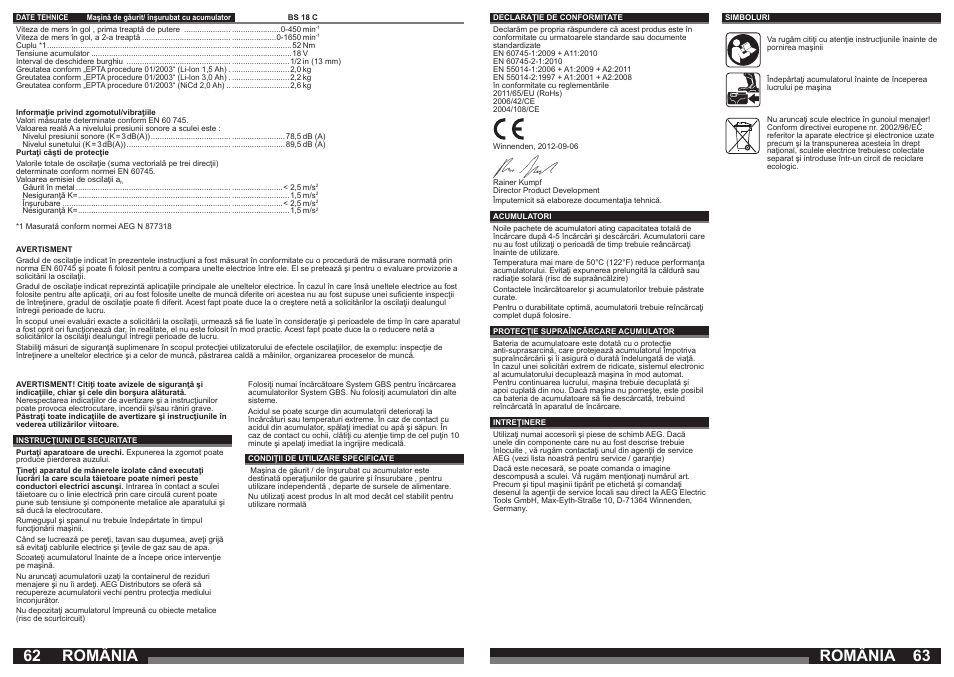 România | AEG BS 18C LI User Manual | Page 32 / 35