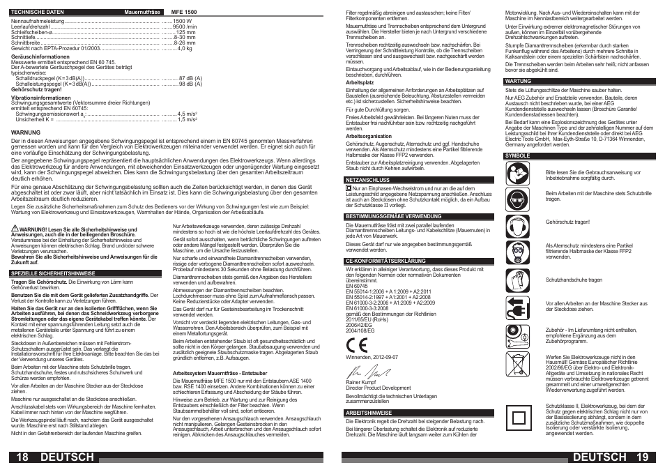 Deutsch | AEG MFE 1500 User Manual | Page 10 / 37