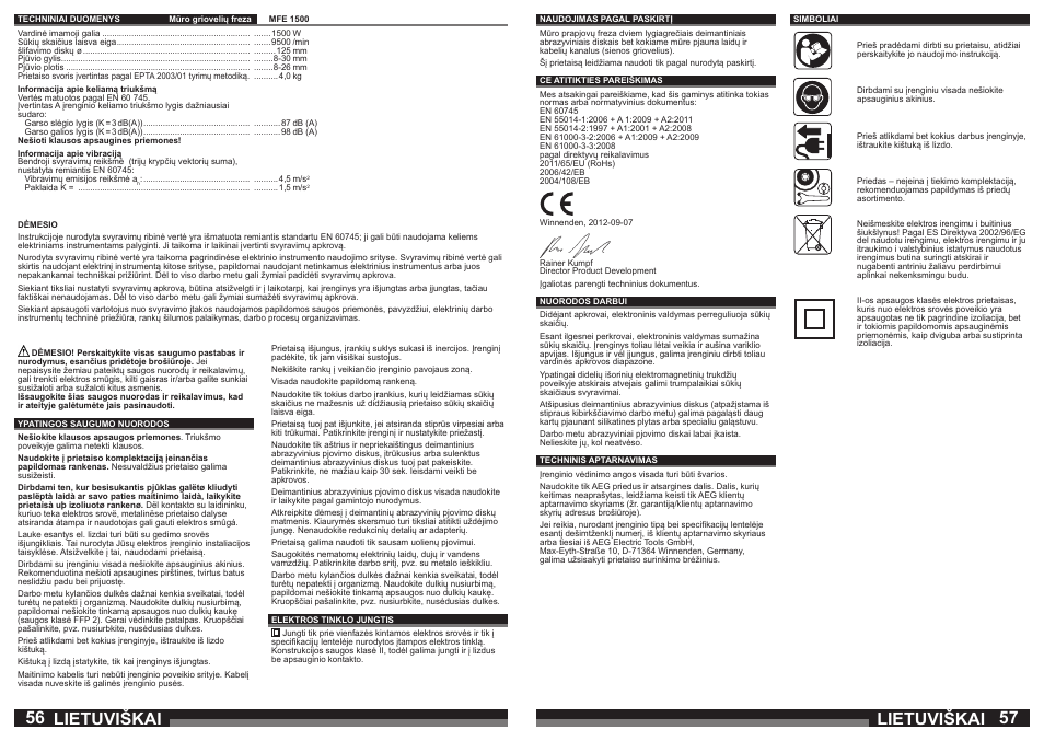 Lietuviškai | AEG MFE 1500 User Manual | Page 29 / 37