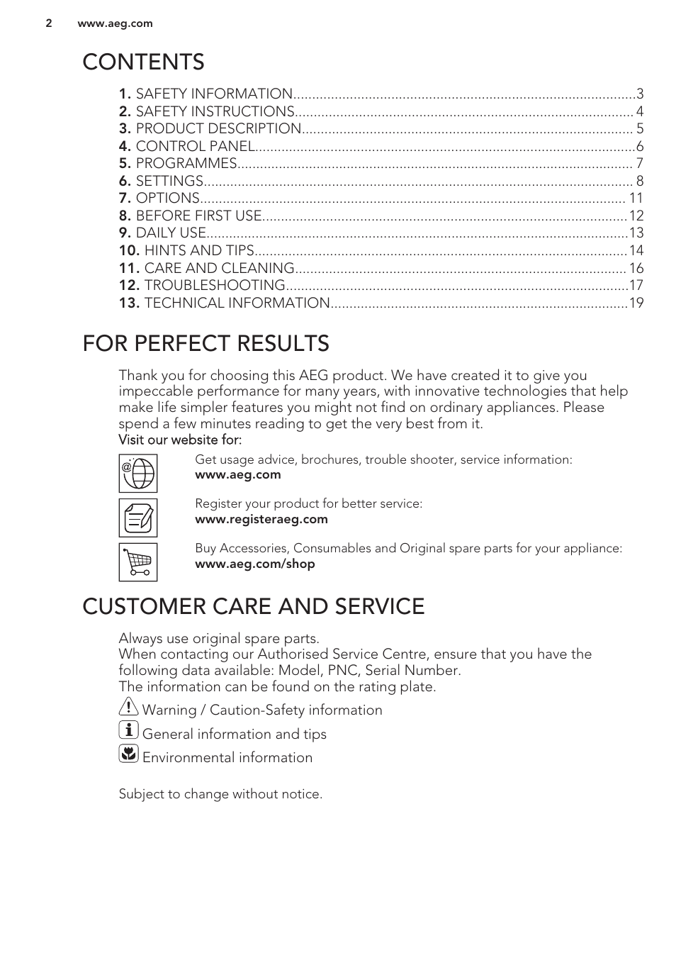 AEG F66682M0P User Manual | Page 2 / 60