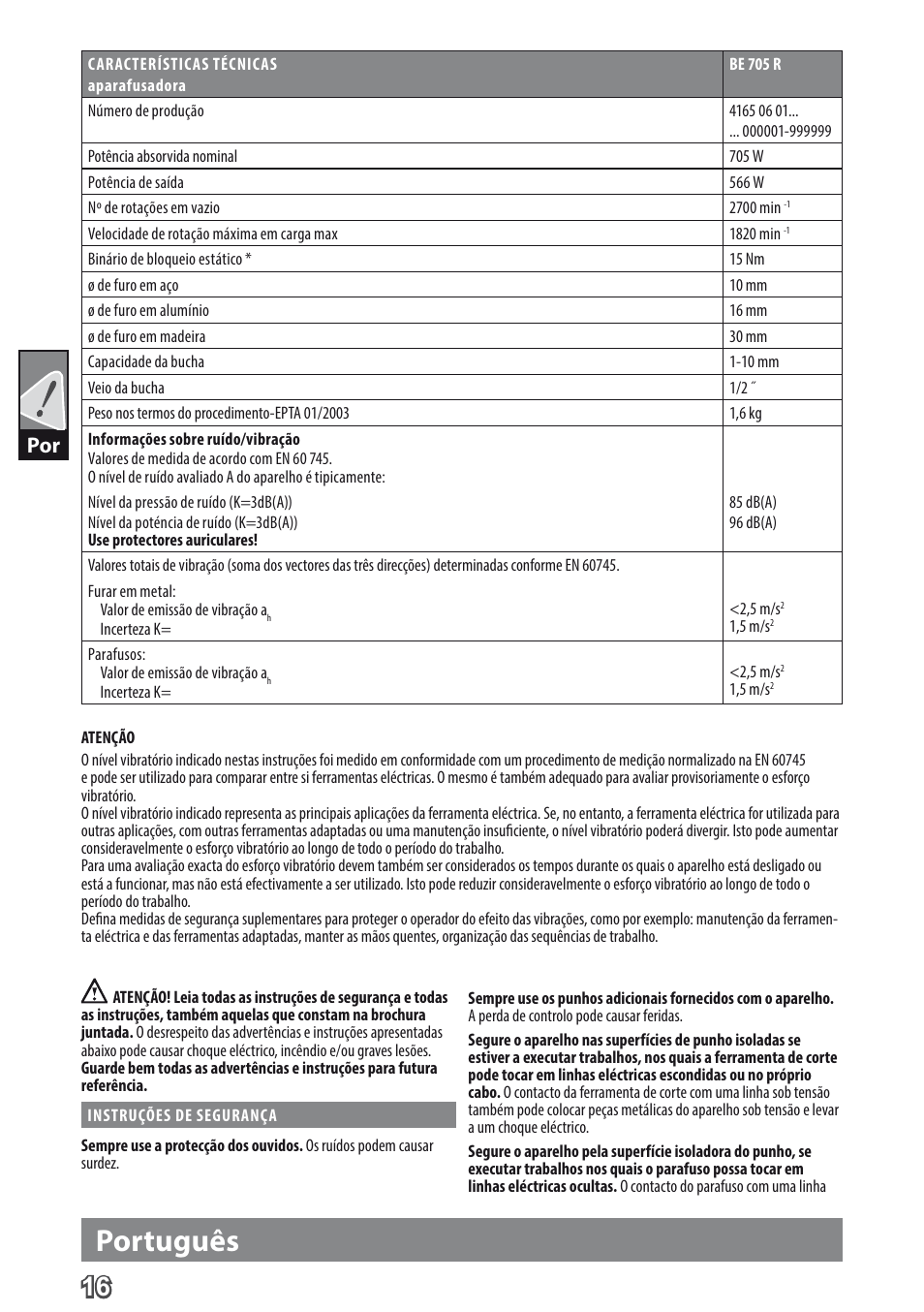 Português | AEG BE 705 R User Manual | Page 18 / 62