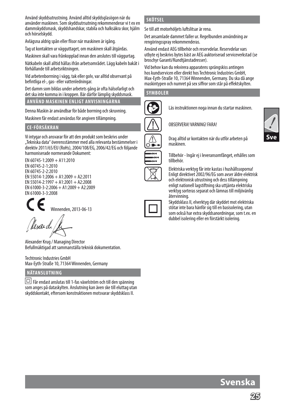 Svenska | AEG BE 705 R User Manual | Page 27 / 62