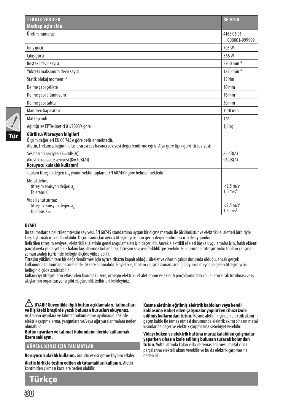 Türkçe | AEG BE 705 R User Manual | Page 32 / 62
