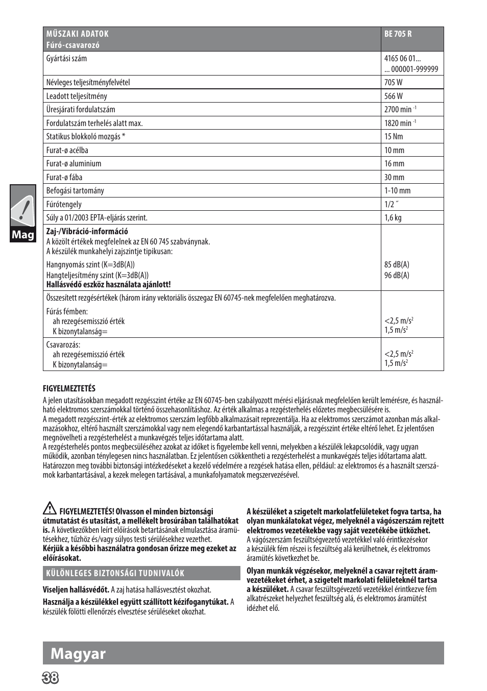 Magyar | AEG BE 705 R User Manual | Page 40 / 62