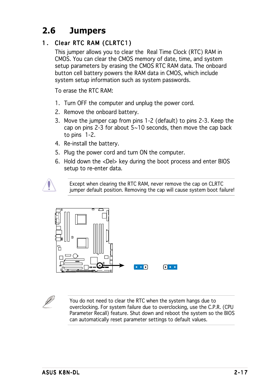 6 jumpers | Asus K8N-DL User Manual | Page 37 / 112