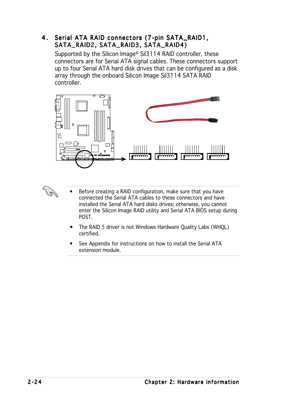 K8n-dl sata raid connectors | Asus K8N-DL User Manual | Page 44 / 112